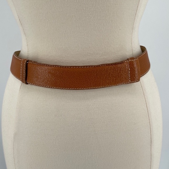 Vintage Donna Karan DKNY Adjustable Brown Leather Toggle Buckle Women\'s Belt M/L